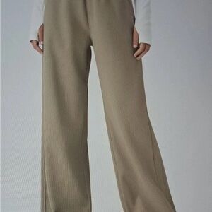 Halara Corduroy Ribbed Tan Trousers size L wide leg work pants
